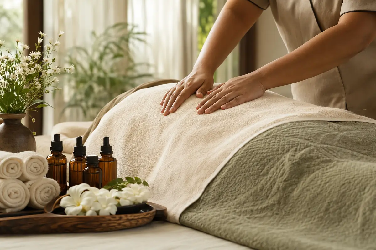 Aromatherapy oils prepared for a spa session